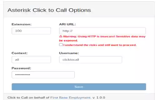 Asterisk Click to Call  from Chrome web store to be run with OffiDocs Chromium online