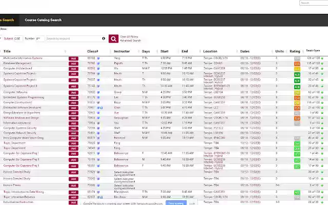 ASU Professor Ratings  from Chrome web store to be run with OffiDocs Chromium online