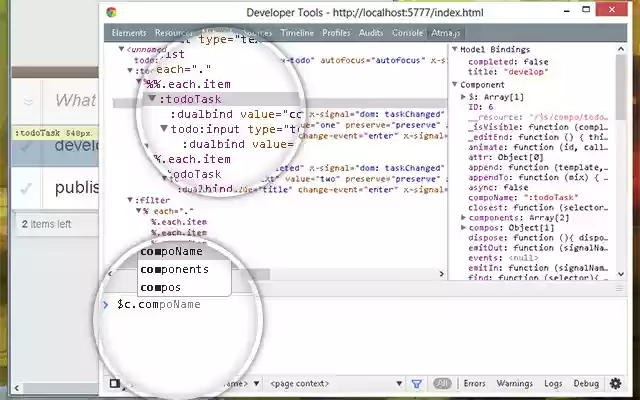 Atma.js DevTool  from Chrome web store to be run with OffiDocs Chromium online