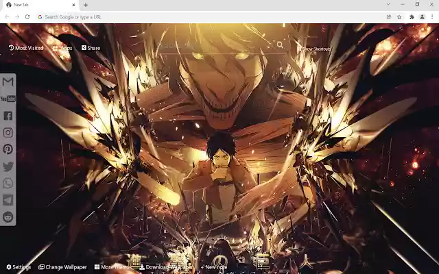 Attack On Titan Wallpaper HD New Tab  from Chrome web store to be run with OffiDocs Chromium online