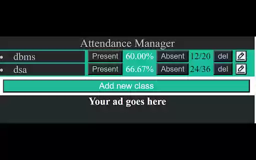 Attendance Manager  from Chrome web store to be run with OffiDocs Chromium online