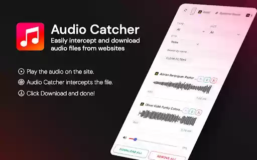 Audio Catcher  from Chrome web store to be run with OffiDocs Chromium online