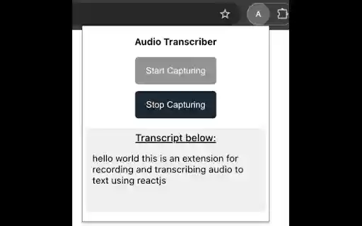 Audio Transcriber  from Chrome web store to be run with OffiDocs Chromium online