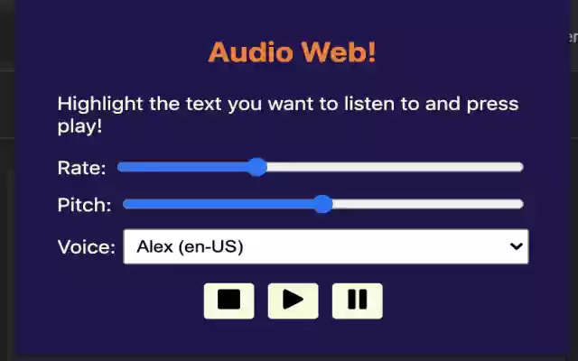 Audio Web from Chrome web store to be run with OffiDocs Chromium online Audio Web from Chrome web store to be run with OffiDocs Chromium online
