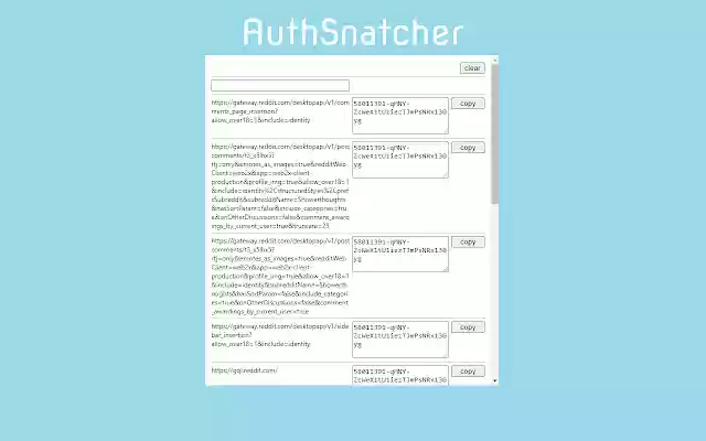 Auth Snatcher  from Chrome web store to be run with OffiDocs Chromium online