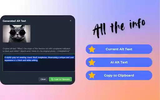 AutoAlt AI Alt Text Generator  from Chrome web store to be run with OffiDocs Chromium online