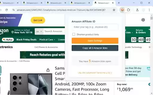 Auto Amazon Link Cleaner  from Chrome web store to be run with OffiDocs Chromium online