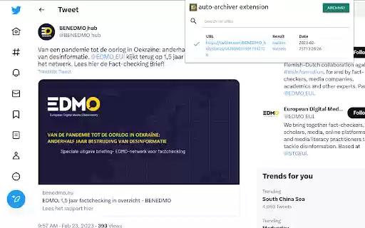 Auto archiver extension  from Chrome web store to be run with OffiDocs Chromium online