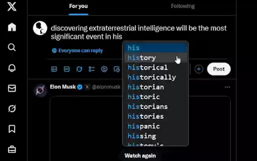 Auto Completion  from Chrome web store to be run with OffiDocs Chromium online