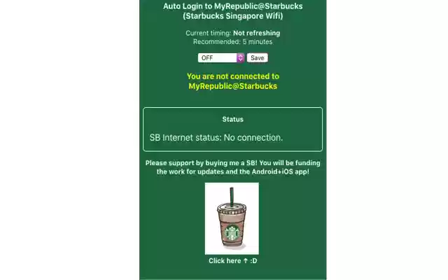 AutoConnect Starbucks Wifi Singapore from Chrome web store to be run with OffiDocs Chromium online AutoConnect Starbucks Wifi Singapore from Chrome web store to be run with OffiDocs Chromium online