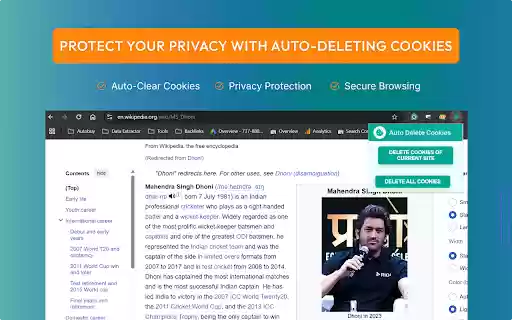 Auto Delete Cookies  from Chrome web store to be run with OffiDocs Chromium online