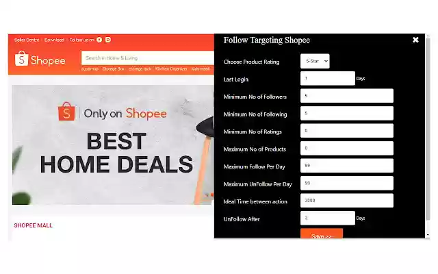 Auto Follow Targeting Shopee  from Chrome web store to be run with OffiDocs Chromium online