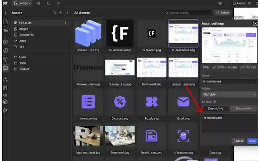 Auto Generate Alt Text in Webflow  from Chrome web store to be run with OffiDocs Chromium online