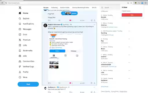 Auto Like Twitter / X Tool  from Chrome web store to be run with OffiDocs Chromium online