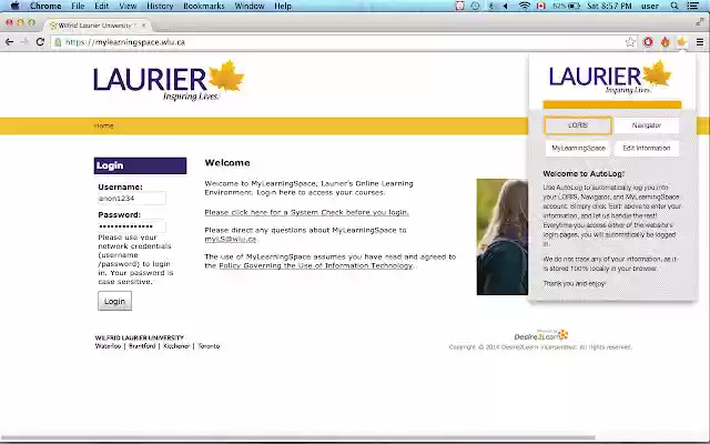 AutoLog Laurier from Chrome web store to be run with OffiDocs Chromium online AutoLog Laurier from Chrome web store to be run with OffiDocs Chromium online