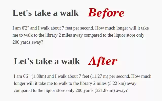 Automatic imperial to metric convertion BETA  from Chrome web store to be run with OffiDocs Chromium online