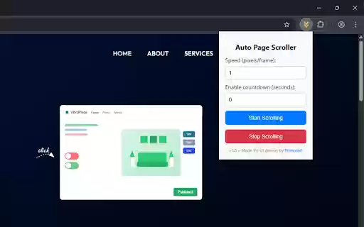 Auto Page Scroller from Chrome web store to be run with OffiDocs Chromium online Auto Page Scroller from Chrome web store to be run with OffiDocs Chromium online