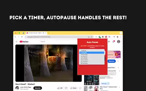 AutoPause  from Chrome web store to be run with OffiDocs Chromium online