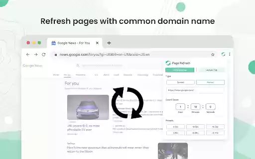 Auto Refresh  Page Monitor  from Chrome web store to be run with OffiDocs Chromium online