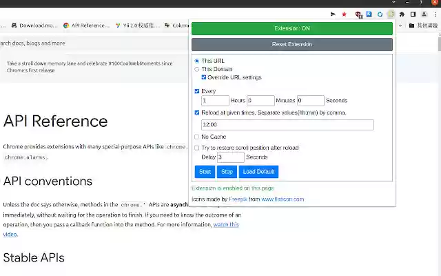 Auto Reload Tabs  from Chrome web store to be run with OffiDocs Chromium online