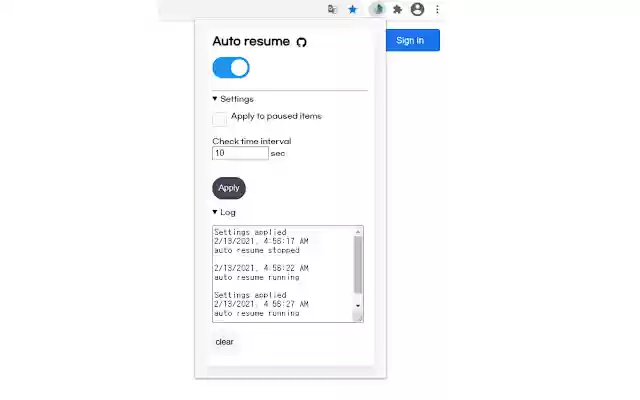 OffiDocs Chromium オンラインで実行される Chrome ウェブストアからのダウンロードの自動再開