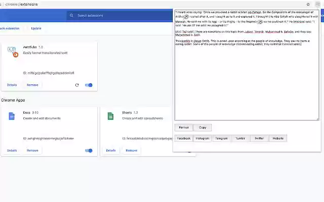 AutoSubs  from Chrome web store to be run with OffiDocs Chromium online