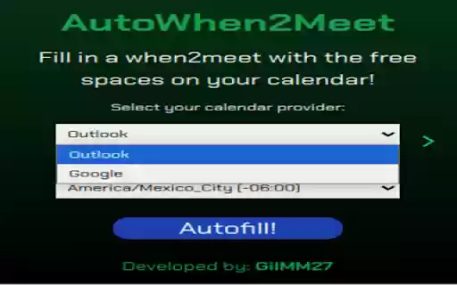 autowhen2meet from Chrome web store to be run with OffiDocs Chromium online autowhen2meet from Chrome web store to be run with OffiDocs Chromium online