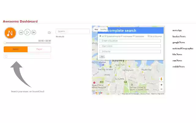 Awesome Dashboard  from Chrome web store to be run with OffiDocs Chromium online