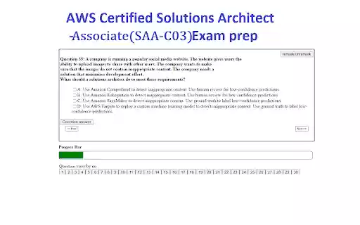 AWS Certified Solutions Architect Associate (SAA C03) Exam prep plugin  from Chrome web store to be run with OffiDocs Chromium online