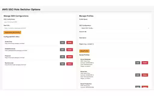 AWS Role Switcher  from Chrome web store to be run with OffiDocs Chromium online