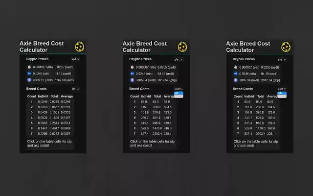 Axie infinity breed cost calculator  from Chrome web store to be run with OffiDocs Chromium online