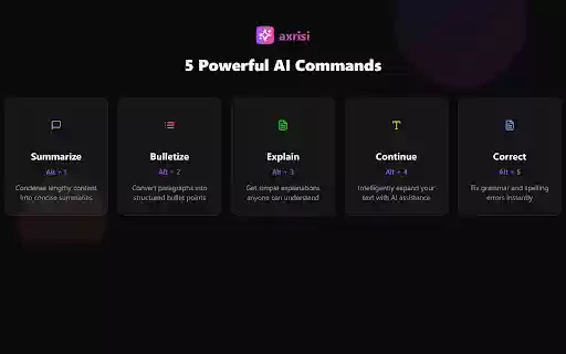Axrisi AI Summarizer  Text Tool for Smarter Web Reading  from Chrome web store to be run with OffiDocs Chromium online
