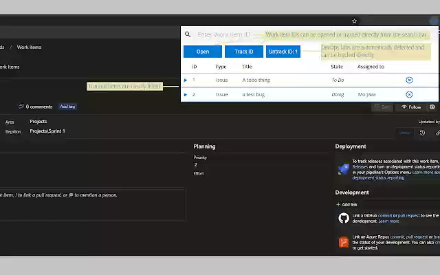 Azure DevOps Tracker  from Chrome web store to be run with OffiDocs Chromium online