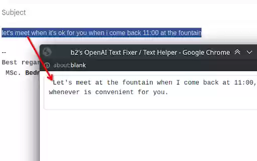 b2s OpenAI Text Fixer / Text Helper  from Chrome web store to be run with OffiDocs Chromium online