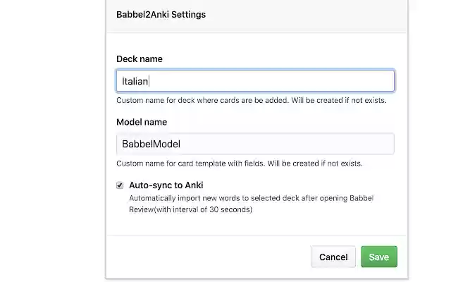 Babbel2Anki  from Chrome web store to be run with OffiDocs Chromium online