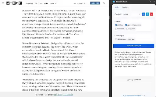 BacklinkRush  from Chrome web store to be run with OffiDocs Chromium online