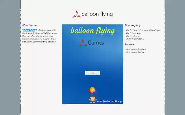 Balloon Flying mula sa Chrome web store na tatakbo sa OffiDocs Chromium online