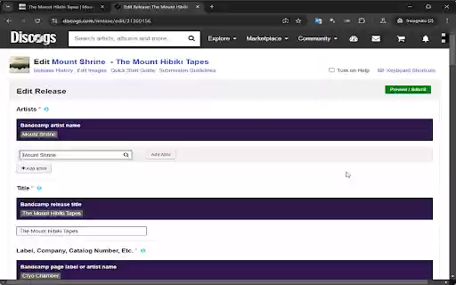 Bandcamp To Discogs  from Chrome web store to be run with OffiDocs Chromium online
