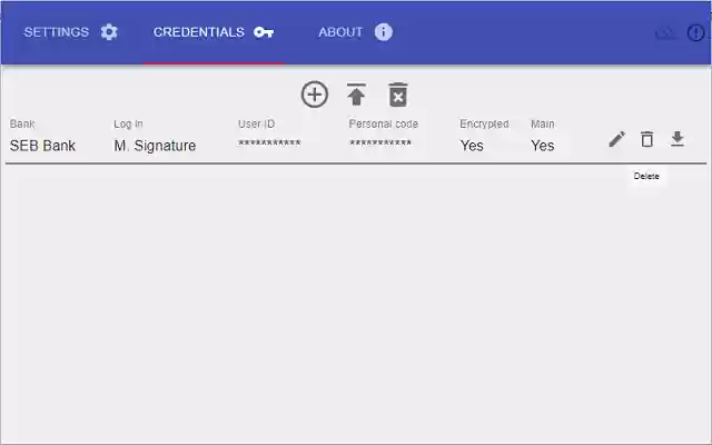 Bank credentials  from Chrome web store to be run with OffiDocs Chromium online