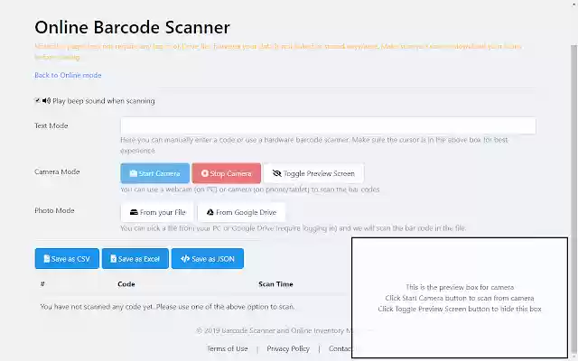 Barcode Scanner  Online Inventory Management  from Chrome web store to be run with OffiDocs Chromium online