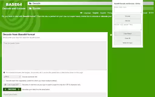 Base64 Decode and Encode Online  from Chrome web store to be run with OffiDocs Chromium online