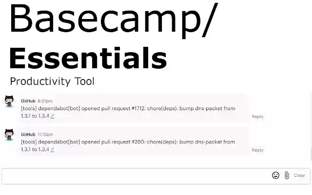 Basecamp Essentials from Chrome web store to be run with OffiDocs Chromium online Basecamp Essentials from Chrome web store to be run with OffiDocs Chromium online