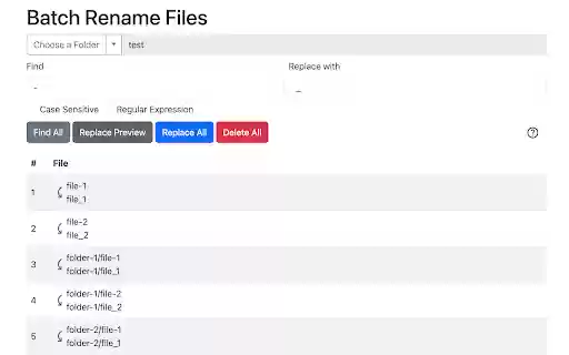Batch Rename Files from Chrome web store to be run with OffiDocs Chromium online Batch Rename Files from Chrome web store to be run with OffiDocs Chromium online