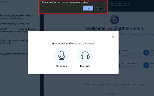 BBB recording reminder from Chrome web store to be run with OffiDocs Chromium online BBB recording reminder from Chrome web store to be run with OffiDocs Chromium online