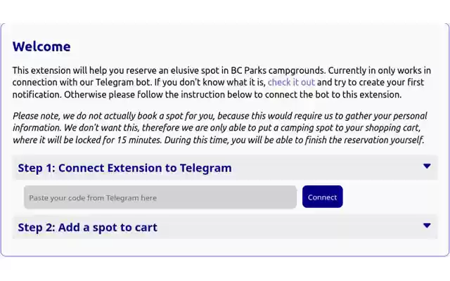 BC Parks Automation mula sa Chrome web store na tatakbo sa OffiDocs Chromium online