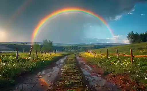 beautiful rainbow appearing end road  from Chrome web store to be run with OffiDocs Chromium online