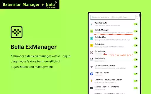Bella ExManager  from Chrome web store to be run with OffiDocs Chromium online