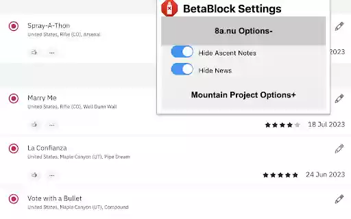 BetaBlock  from Chrome web store to be run with OffiDocs Chromium online