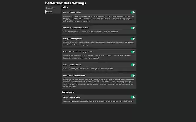 BetterBlox Roblox Improved  from Chrome web store to be run with OffiDocs Chromium online