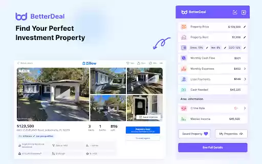 BetterDeal.ai Supercharging Zillow For Real Estate Investors  from Chrome web store to be run with OffiDocs Chromium online